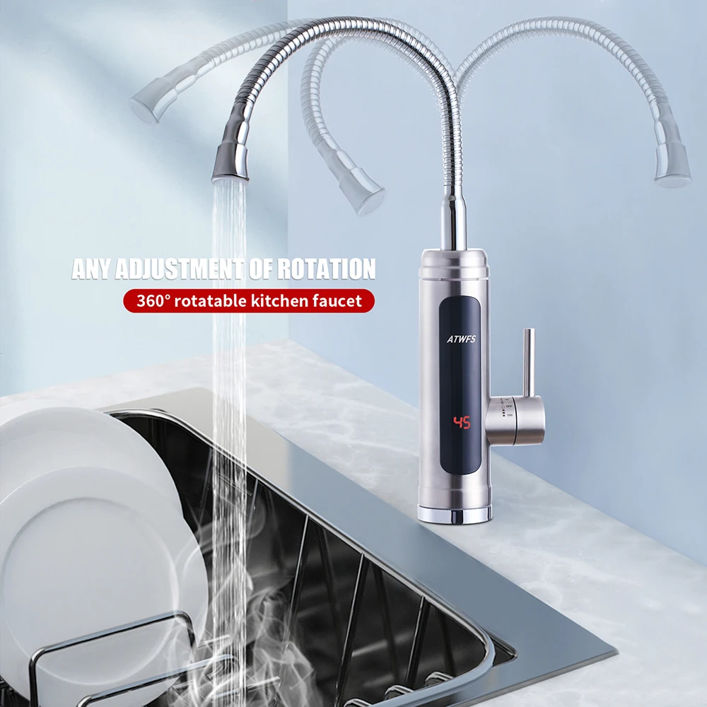 Instant Water Heater Faucet Tankless Heaters Kitchen Hot Water Tap Bathroom Heating Electric 220v Stainless Steel Shell