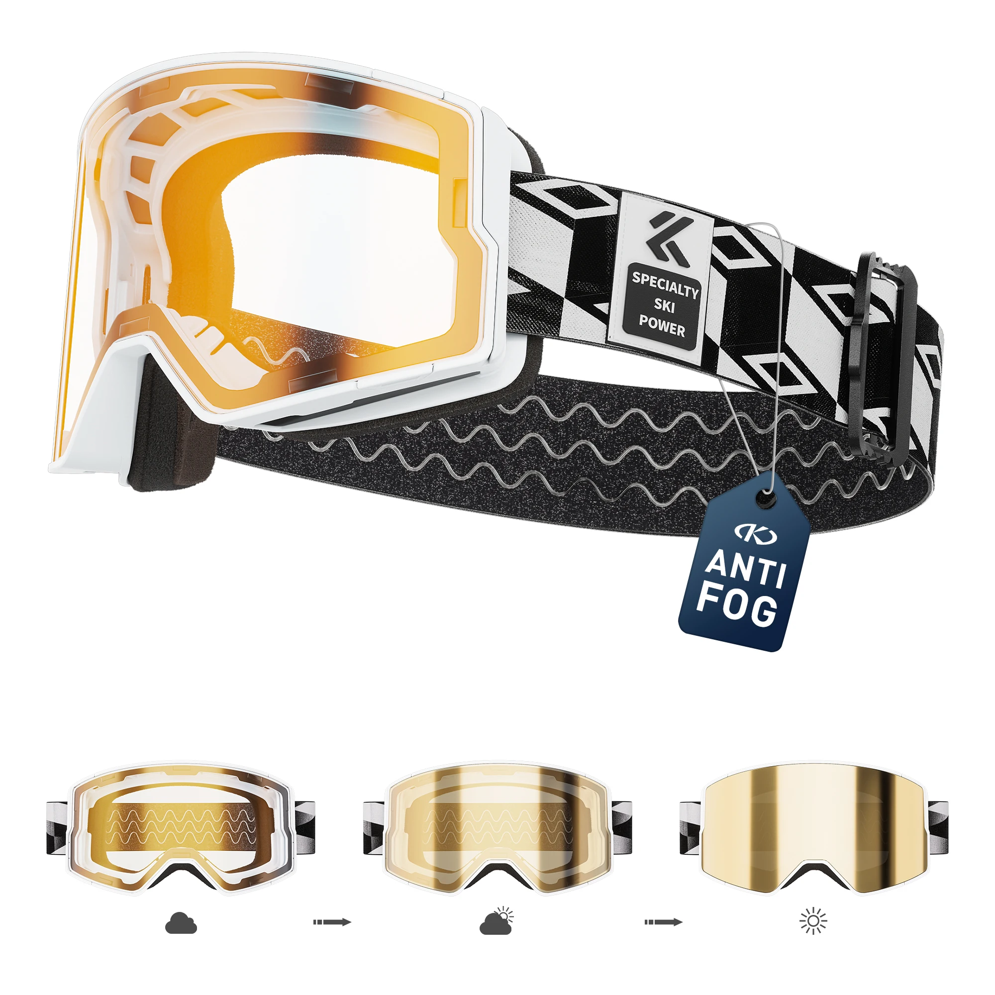 Kapvoe Meekleurende Sneeuwbril Ski Snowboard Anti-Fog Masker voor Mannen Vrouwen Brillen UV400 Bescherming Bril Sneeuwscooter Winter