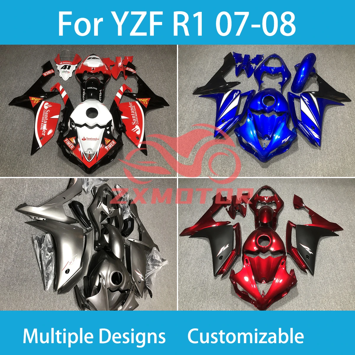 

Крутые обтекатели для Yamaha YZF R1 2007 2008, гоночный мотоцикл, индивидуальный комплект из АБС-пластика, высококачественный обтекатель R 1 07 08, новый