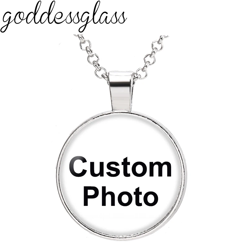 Personalized Photo Custom pictures glass cabochon Pendant Necklace Silver color/Bronze/Crystal Pendant 60cm chains