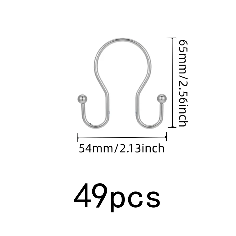 49 pcs Silver Double Ear Shower Curtain Rings, Smooth Glide, Durable and Easy to Install, for Bathroom Shower Rods