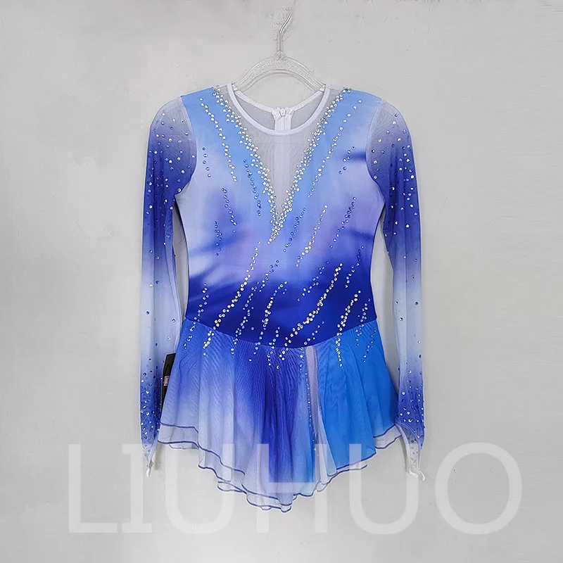 LIUHUO Ice Figure Skating Dress Girls Women Teens Stretchy Spandex Gradient Competition Wholesale