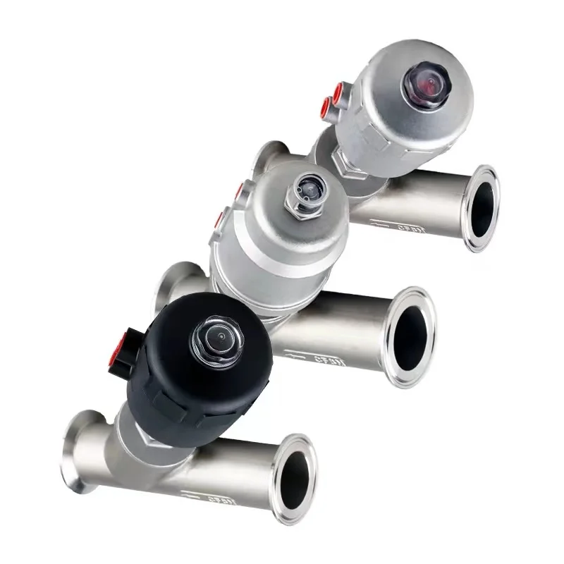 Sanitary Stainless Steel Ss304 Tri Clamp Pneumatic Y Type Angle Seat Valve