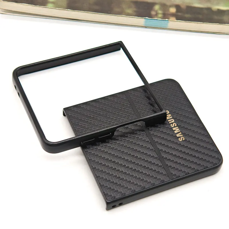 Per Samsung Galaxy Z Flip3 Flip4 Flip5 Flip6 Flip7 Flip 7 6 5 4 3 Custodia rigida antiurto in fibra di carbonio Cover posteriore protettiva