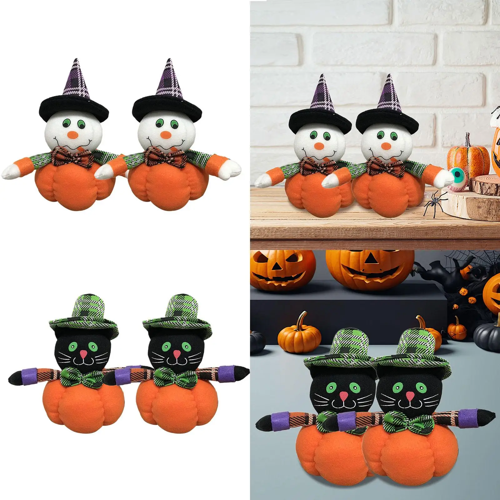 2x Halloween Decorations Pumpkin Dolls Decorative Cloth Cartoon Halloween Gifts