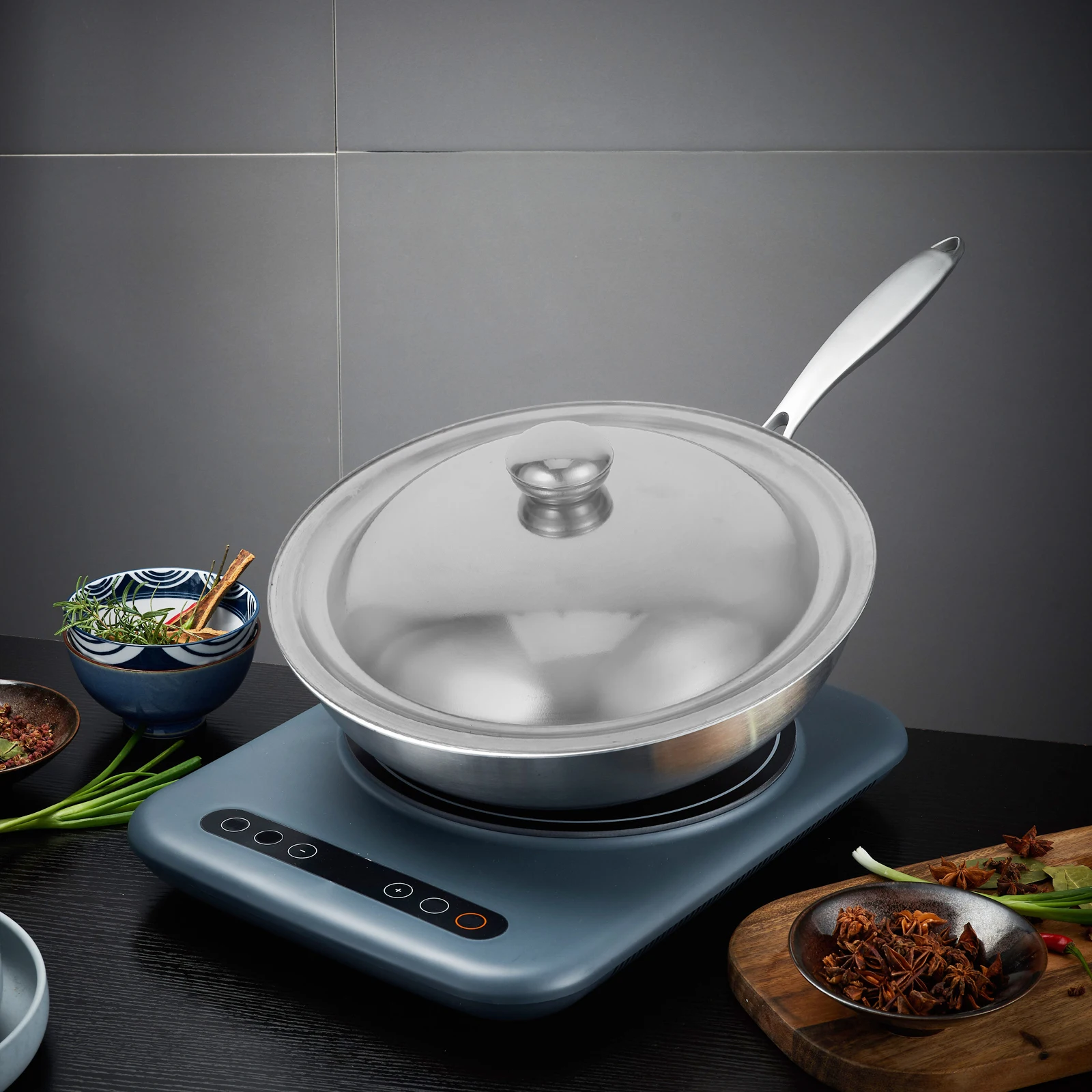 

Stainless Steel Wok Replacement Universal Pan For Frying Pans Cookware Kitchen Pot Round Dome Cover For Pots Skillet Lid