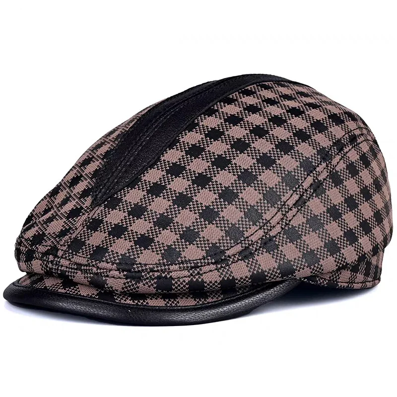 

New Genuine Leather Hat Cap Suede Sheepskin beret Warm winter cotton men padding Brand Boina hunting Cap/Hat Ear Flap