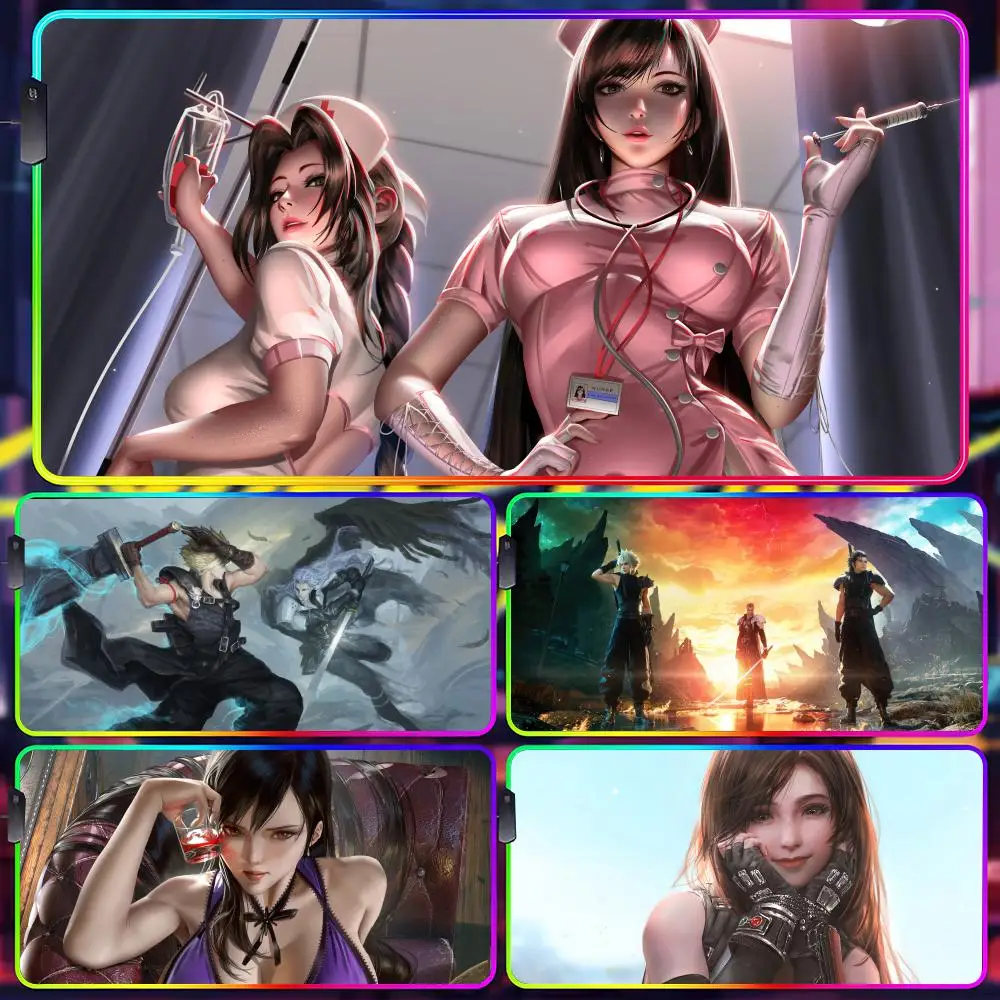 Mousepad Final Fantasy Mouse Pad Gamer Luminescence Led Mouse Pad Gaming Table Rgb Deskmat Keyboard Pc Mousepad