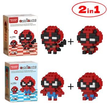 2IN1 Deadpool Building Blocks Disney Marvel Legends ของเล่น Spider Man Building Blocks บล็อกการ์ตูน Building Block สําหรับของเล่นเด็ก