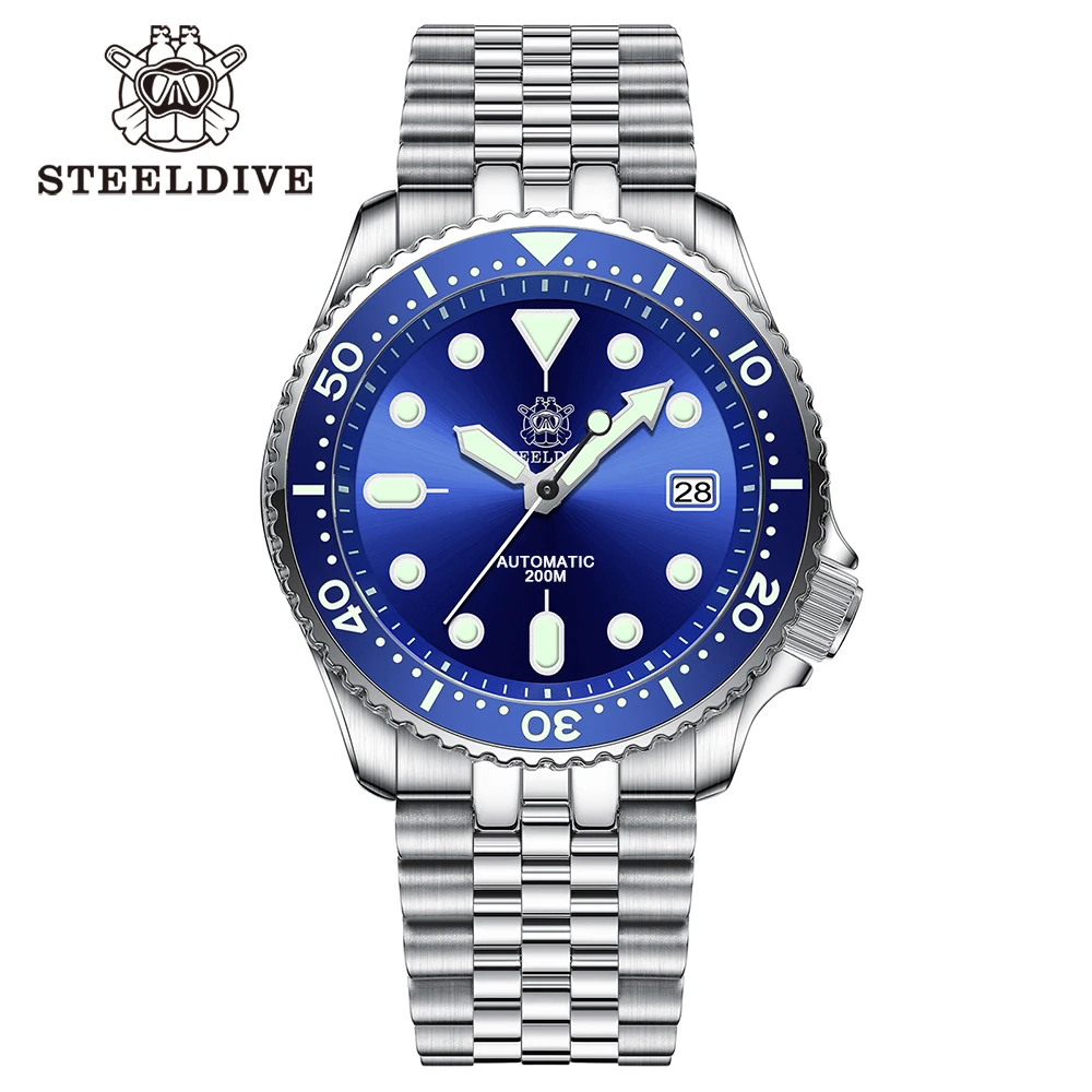 Mechanical Watch For Men STEELDIVE SD1973 Japan NH35 Automatic Movement Ceramic Bezel 200M Waterproof Classic Dive Small Abalone
