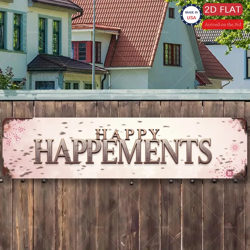 

1pc Metal Sign, 4x16inch "Rustic 'Happy Happenings' Metal Sign for Farmhouse Decor"