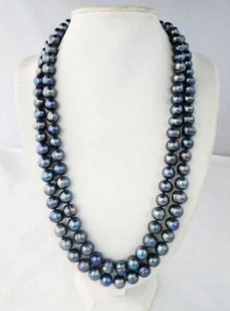 

8-9MM TAHITIAN BLACK BLUE PEARL NECKLACE 35INCH
