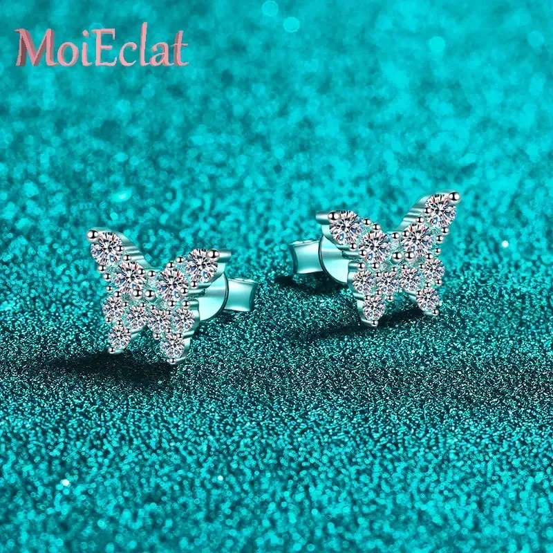 

Изысканные платиновые серьги-пусеты Pt950 с муассанитом 0.78 карата в форме бабочки, модные ювелирные украшения для женщин