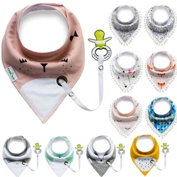 Fashion Waterproof Cotton Infants Saliva Towel Bib &Pacifier Baby Triangle Bibs