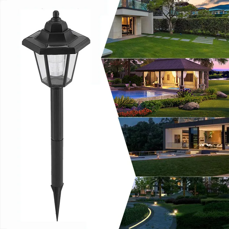 

Solar Powered Small Hexagonal Floor Light Outdoor Courtyard Garden Lamps Decorative Spot Lamp Palace Type Lawn Lamp