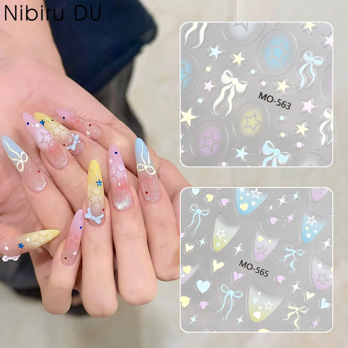 

1PCS Ultra-Thin Bowknot Flower Star Nail Art Stickers Self-Adhesive Summer Nail Decal DIY Manicure Accessories Decorations