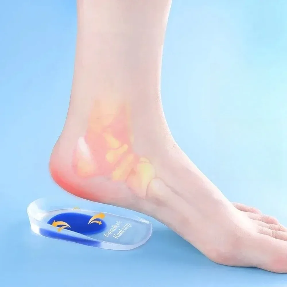 Thickened Silicone Gel Heel Insoles Shock Absorb Pain Relief Bone Spurs Soft Height Increase Heel Cushion for Men Women
