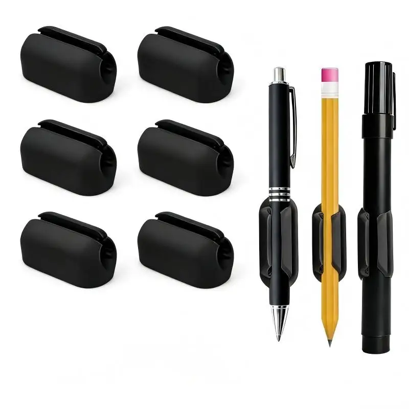 

6 Pen Holder，Upgraded Sticky Pen Holder Desk Organizer Counter Signage Tool Teacher Supplies Office Desk Clip Stationery Storage