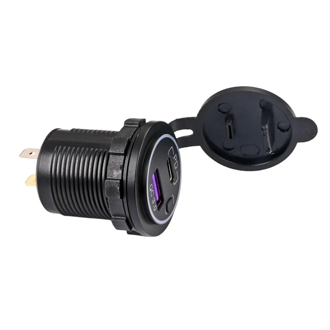 Car Charger USB Fast Charging Two Ports USB Charger USB QC3.0 And USB PD With Touch Switch For Phone Tablet Digital Camera