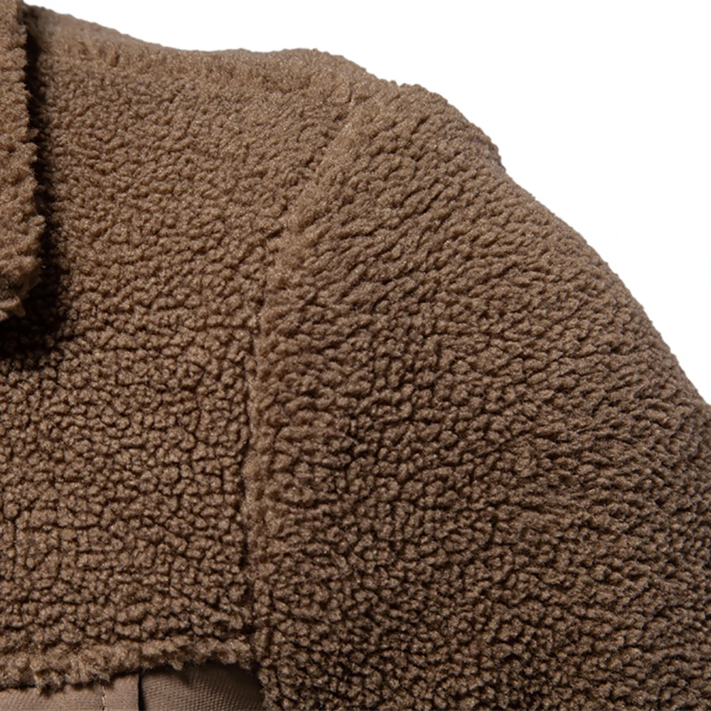 سترة AIOPESON الرجالية الشتوية الدافئة السميكة من الصوف الشيربا المرقعة بياقة من الفرو سترات عمل غير رسمية للرجال #4