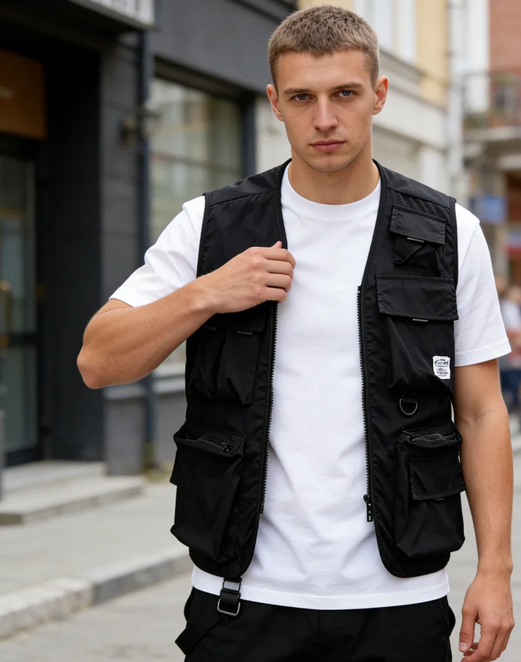 

Жилеты-карго, жилеты для мужчин, весна-осень, большие повседневные жилеты без рукавов для отдыха на молнии, уличная одежда с несколькими карманами Highstreet Outdoor