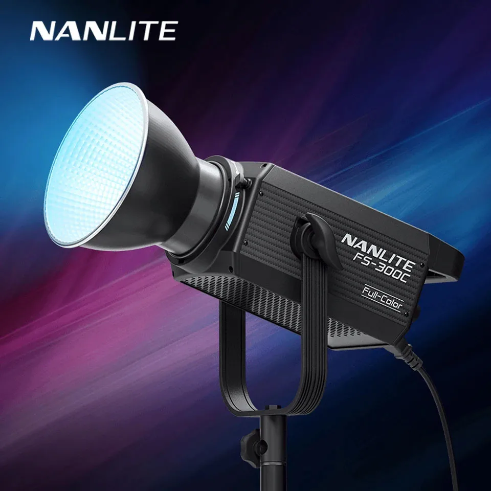 Nanlite FS-300C RGB Full Color 300W Professional Video Light 2700K-7500K CRI95 TLCI94 LED Highlight Monolight for Live Streaming