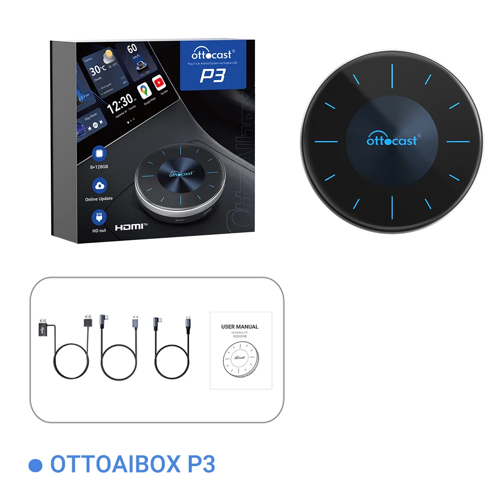 Ottocast P3 of P3 PRO AI Box Draadloze CarPlay Android Auto TV Smart Box 2026 Nieuwe Ottoaibox voor Nissan Toyota Ford Cadillac Buick