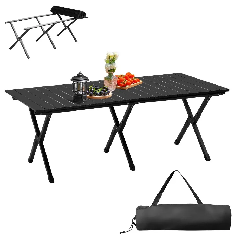

Folding Camping Table Portable Picnic Table Lightweight Roll up Side Table Outdoor Camp Table for Travel Hiking Backyard BBQ Pa