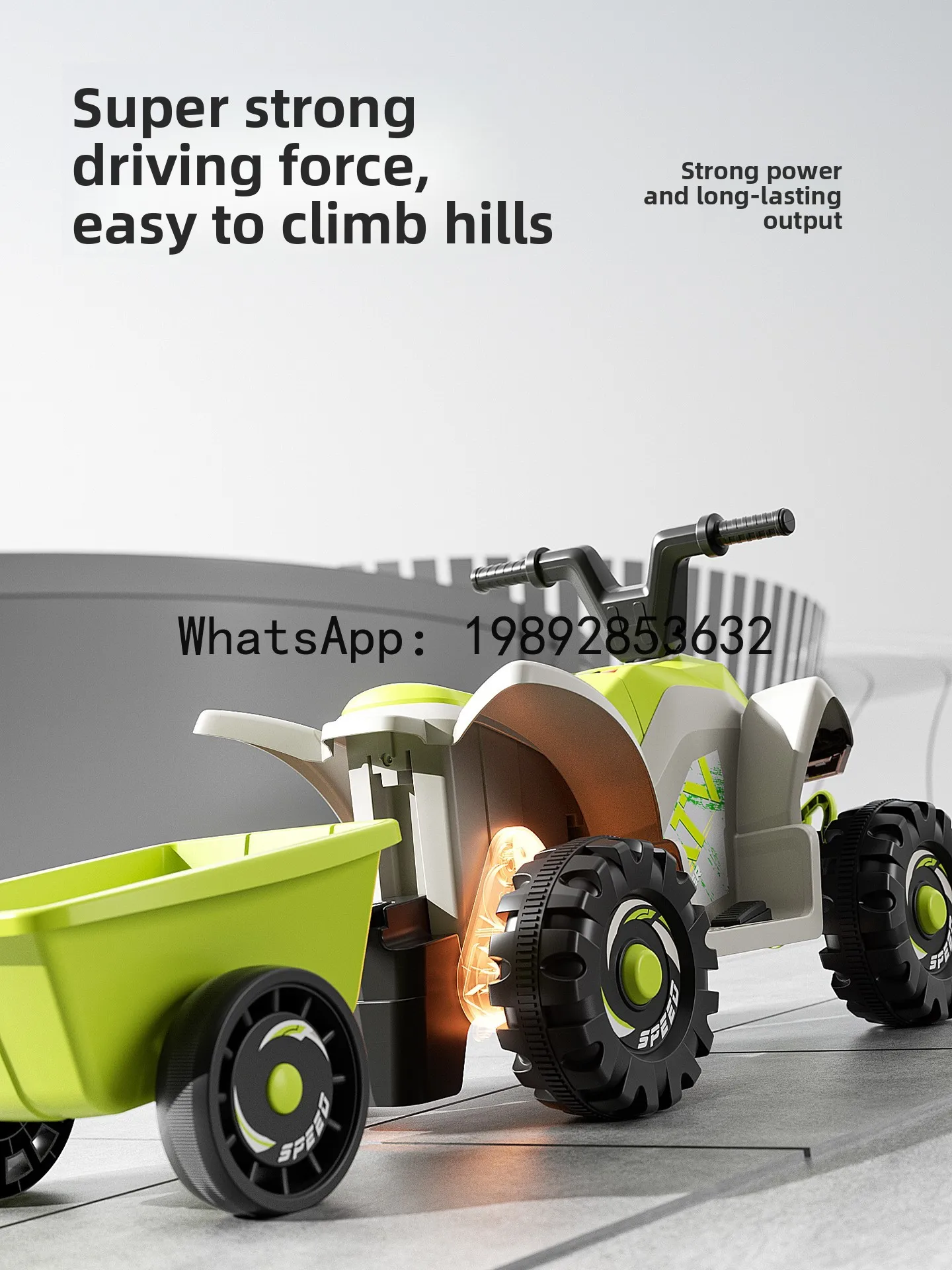 TQH Kinder-Elektroauto Vierrad Dreirad Motorrad Aufsitz-Fernsteuerungsspielzeugauto mit Korb