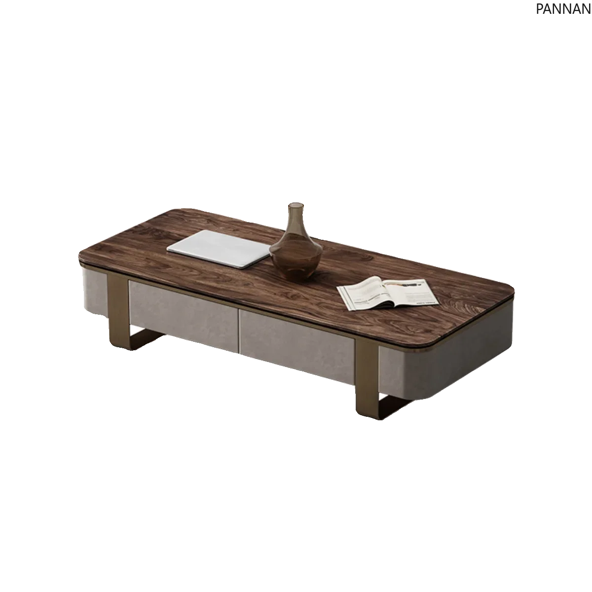 

Italian minimalist TV cabinet large flat-floor villa living room walnut coffee table light luxury modern