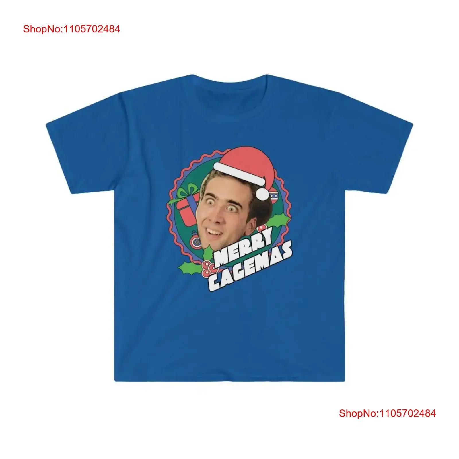 Merry Cagemas Nicolas Cage Christmas Men's Fitted T Shirt vintage Washed designer clothes homme Versatile Stylish Stretched