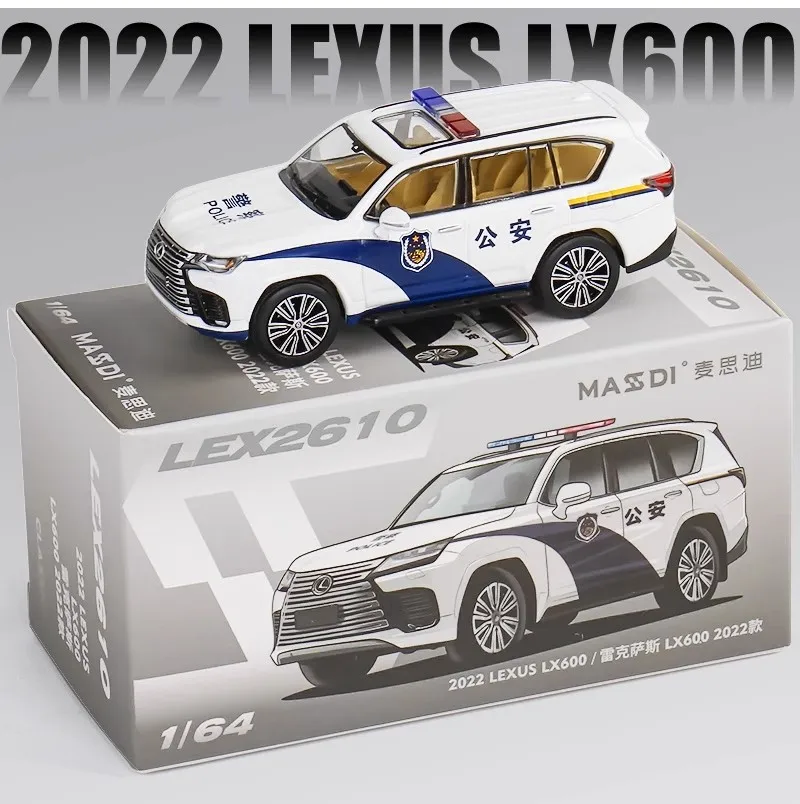 

Модель MASSDI 1:64 LX570 LX600, модель автомобиля из сплава, модель полицейского автомобиля