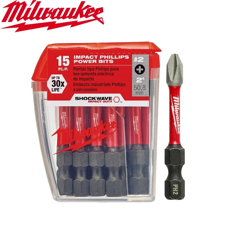 

Milwaukee 48-32-5004 Shockwave 2" Screwdriver Bits Set 15-Piece HSS Sturdy Wear Resistant Tool Accessories