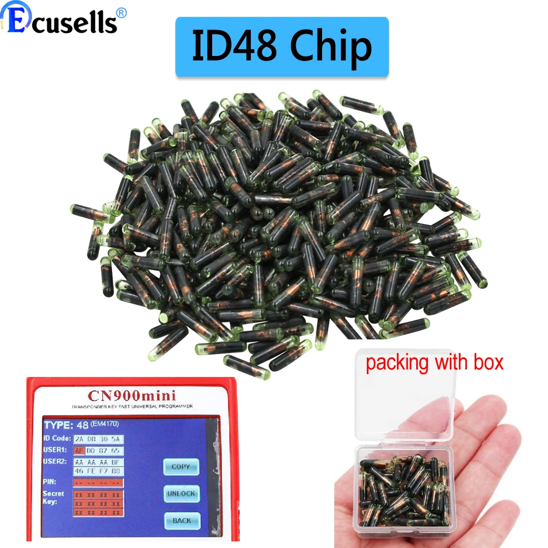 20 30 50 100 Uds posventa ID48 ID 48 chip transpondedor Chip de llave de coche en blanco OEM Chip transpondedor automático ID de vidrio 48 Chip de desbloqueo