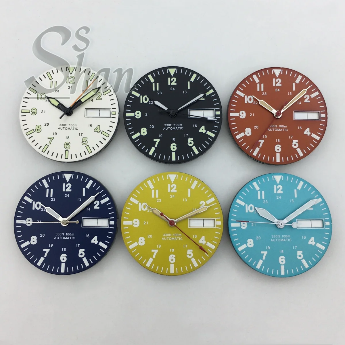 29MM Pilot Watch Dial Double Calendar Luminous Digital Marking Watch Accessories Suitable For NH36 Automatic Movement