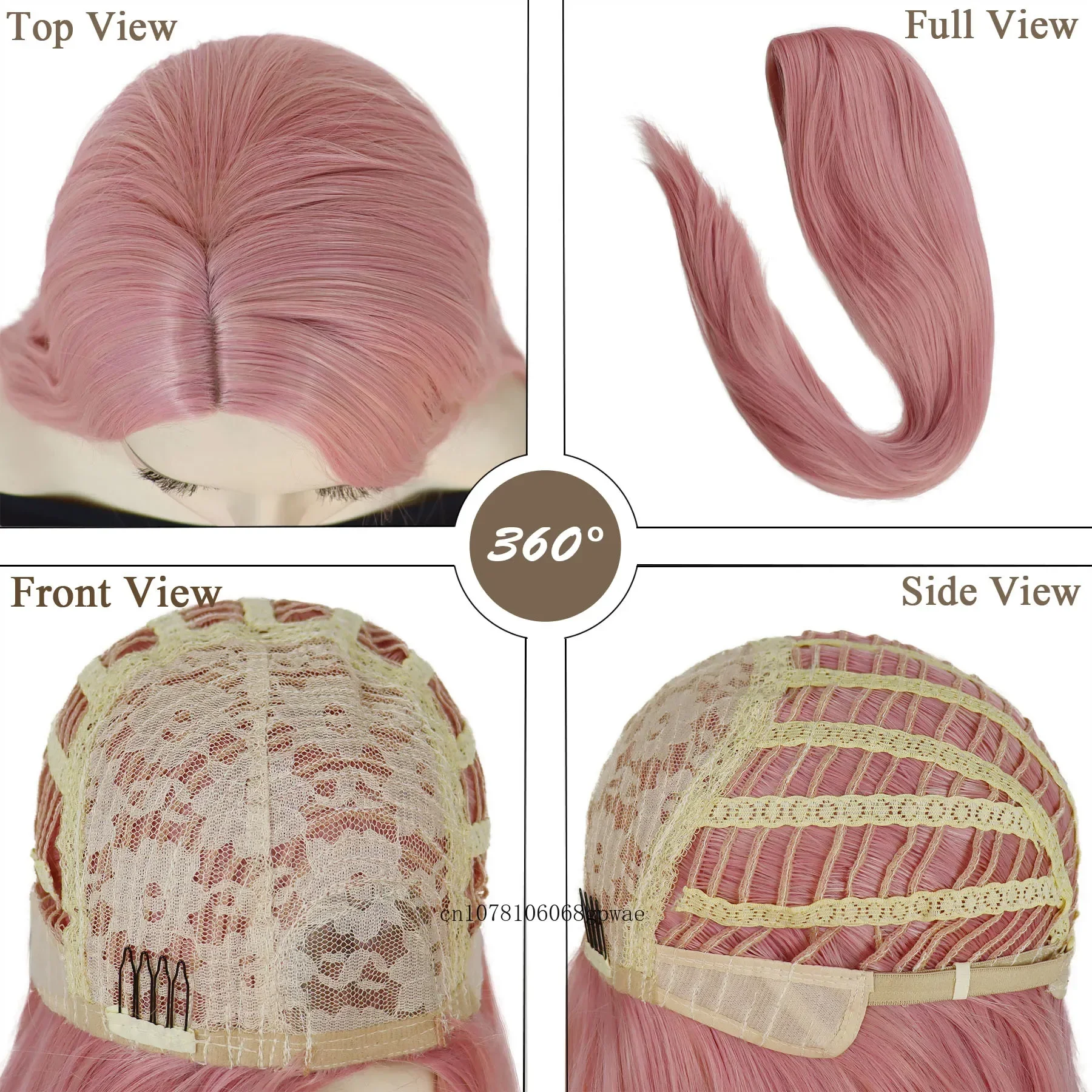 شعر مستعار كوسبلاي بينك ذو مظهر طبيعي شعر صناعي بطول 32 بوصة باروكات مستقيمة للنساء والفتيات فستان تنكري للحفلات مقاوم للحرارة