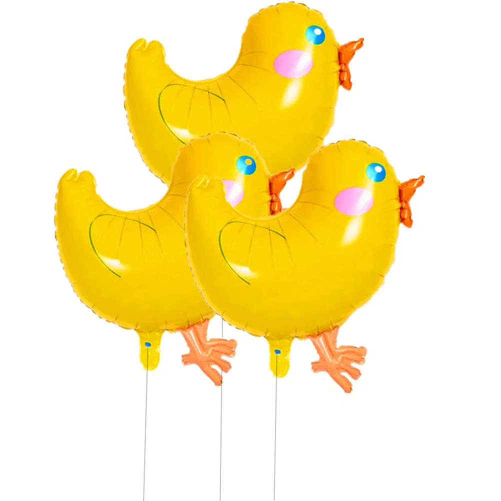 3 Pcs Small Fresh Balloons Cartoon Animal Birthday Yellow Chickens Pattern Banquet