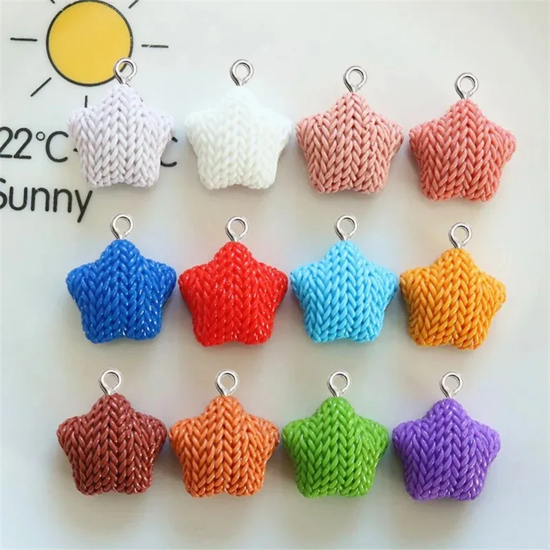 10Pcs Color Simulation Knitting Wool Star Resin Charms For Jewelry Making Women Earrings Necklace Pendants DIY Decor Accessories