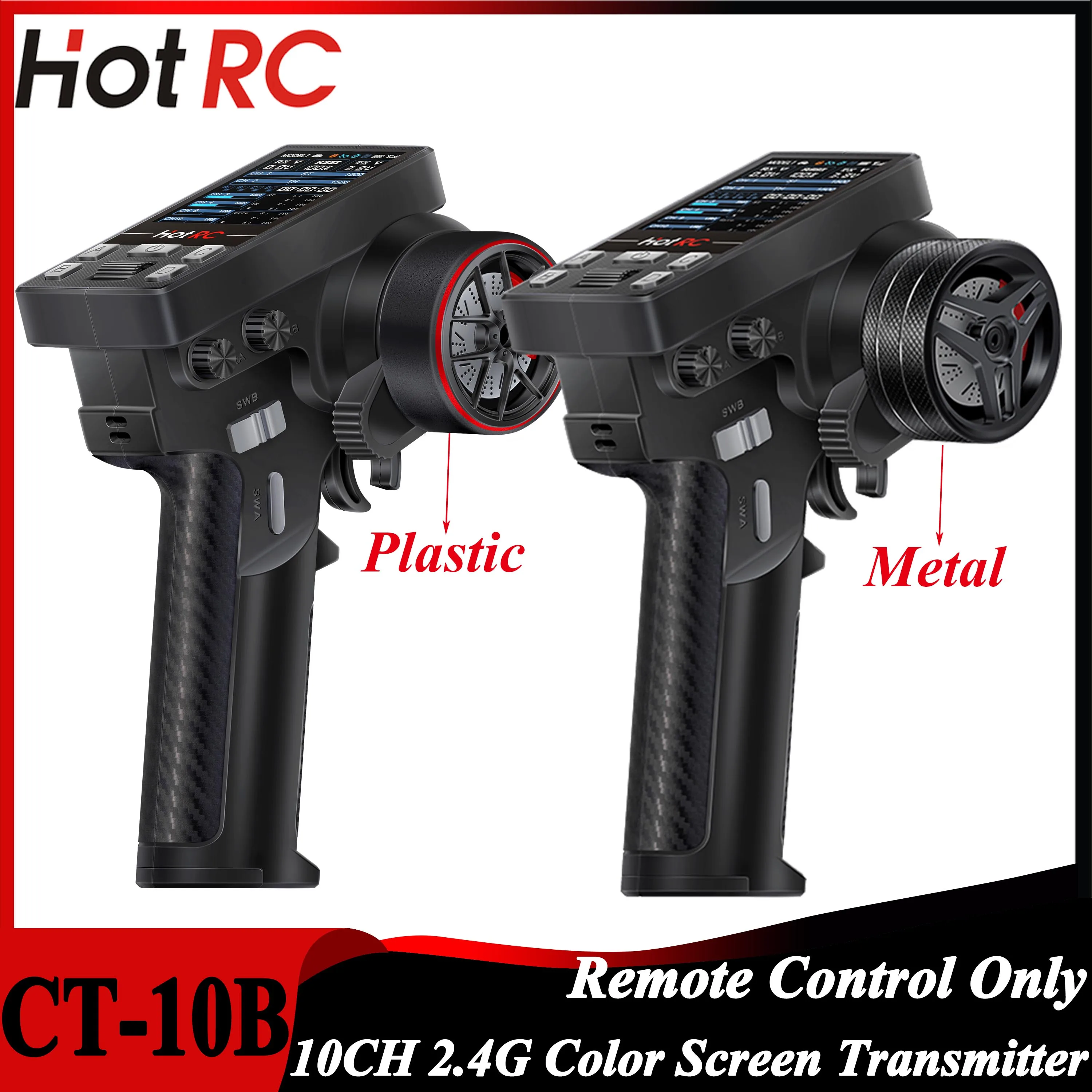 HotRC CT-10B 10CH التحكم عن بعد المعادن/البلاستيك عقارب شاشة ملونة الارسال ل RC سيارة قارب السفينة روبوت F-10A استقبال جزء