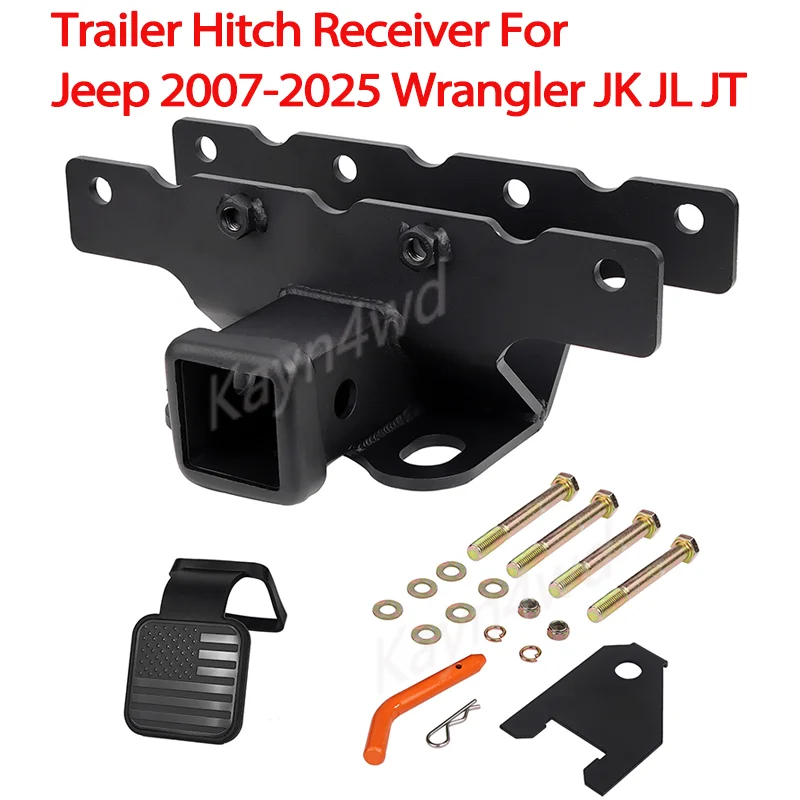 Off Road Exterior Accessories 2 Inch Rear Bumper Tow Trailer Hitch Receiver Kit For Jeep Wrangler JK JL Gladiator JT 2007-2025