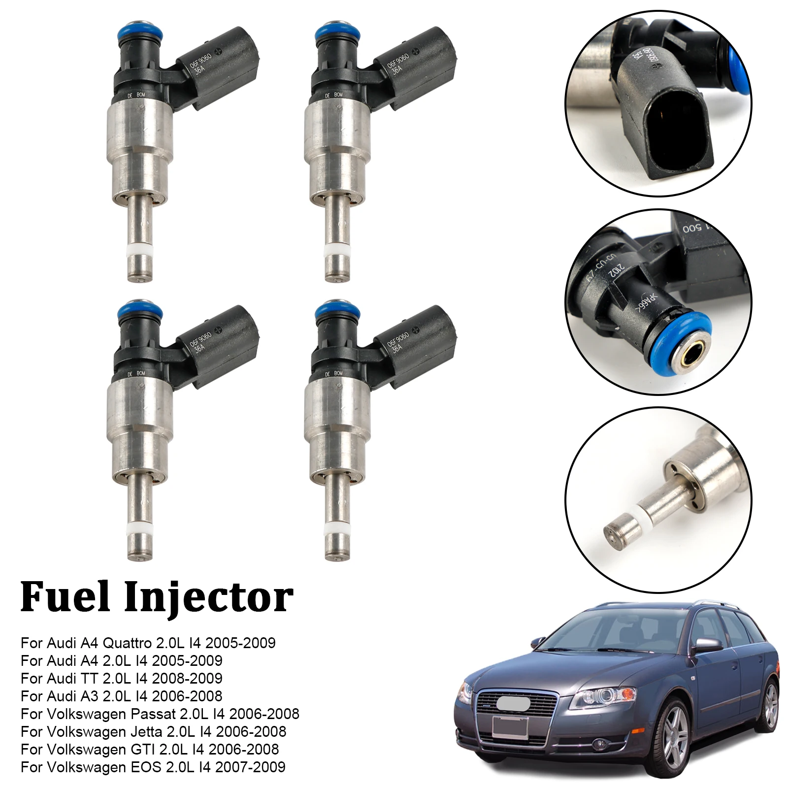 Areyourshop 4PCS Fuel Injector 06F906036A Fit Audi A3 A4 A6 Fit VW Golf Passat 2.0 Tfsi