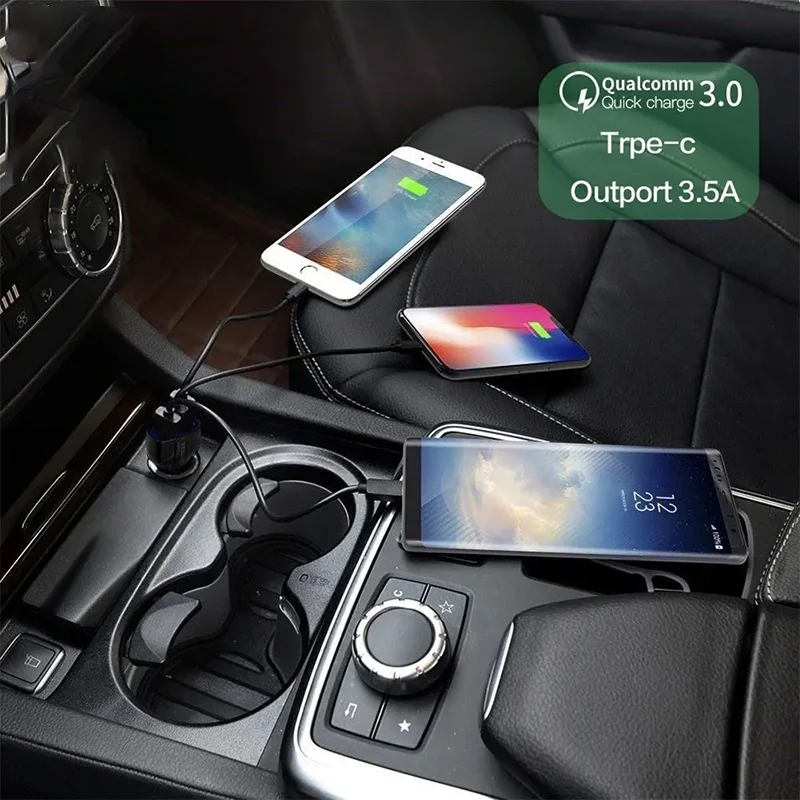 Quick Charge QC3.0 4-USB Ports Fast Charging Extension Cable For iPhone 17 16 Mobile Phone Driving Recorder Car Charger Vehicle - view 5