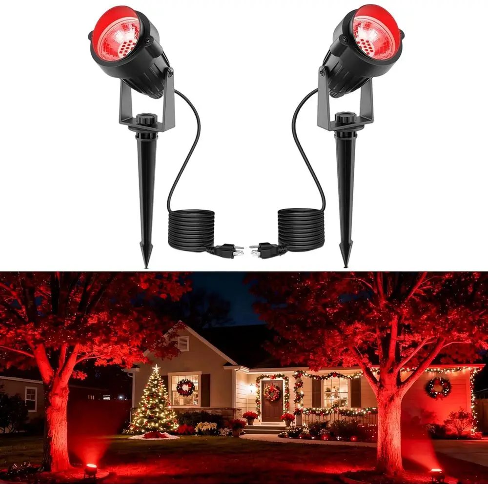 

Уличный прожектор Chrisas Spotlight, красный, для двора, с автоматическим включением/выключением, 5 Вт, 120 В, для ландшафтного освещения или дома, для деревьев, декоративный, 450 лм, IP