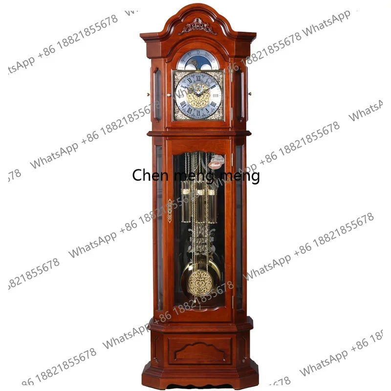 Floor clock living room solid wood mechanical copper timekeeping movement seat clock classical vertical a55
