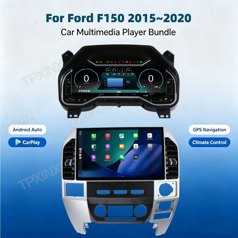 For Ford F150 2015 2016 2017 2018 2019 2020 Dashboard Car Digital Virtual Cockpit Speedometer Instrument Panel LCD Meter CarPlay