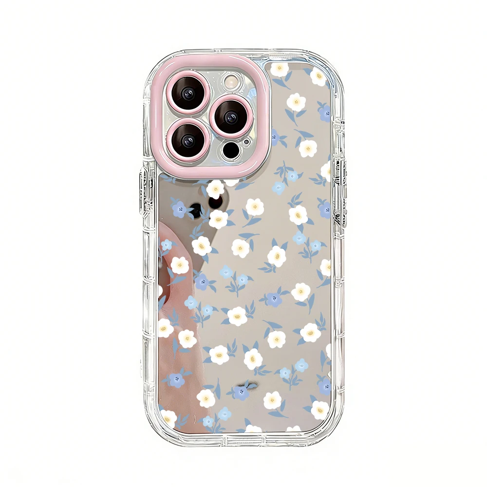 Niedliche Wildblumen- und Unkraut-Motiv Air Cushion Spiegel Handyhülle für iPhone 17 15 14 16 Pro Max 13 12 11 Pro XR XS 7 8 Plus 17Air Girl Cover – Detail 10