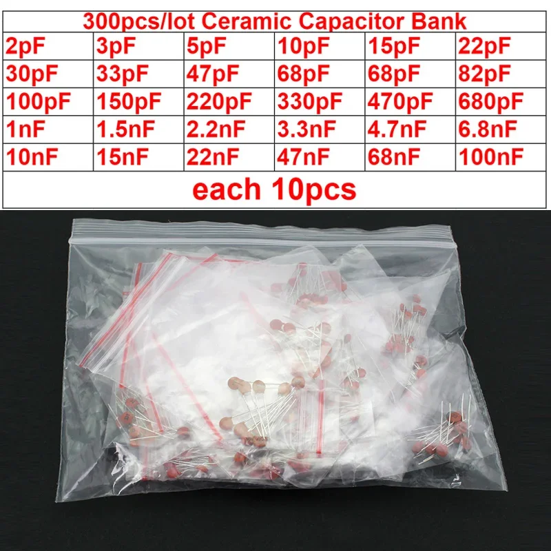 300/ 960PCS Ceramic Capacitor Set Pack 2PF-0.1UF Electronic Components Package Capacitor Assorted Samples Diy Kit