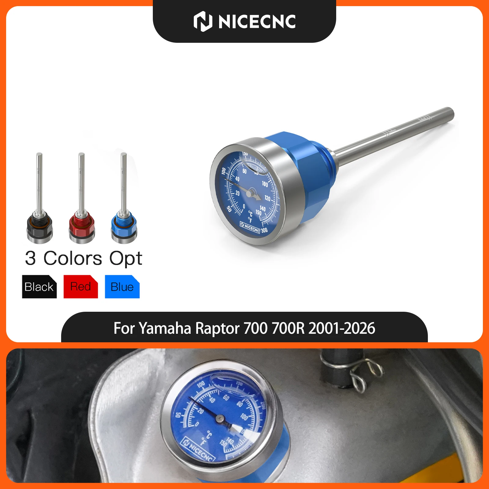NICECNC For Yamaha Raptor 700 700R 2006-2026 Oil Dipstick W Temperature Gauge For Yamaha Raptor 660R YFZ450 ATV Accessories