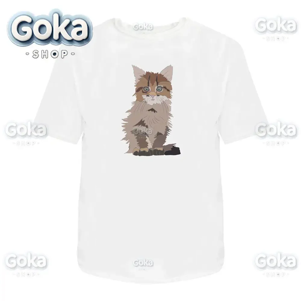 Kitten Graphic T Shirts Mens Clothing New in Tops & Tees Cotton Women Printed T-shirt Y2K Clothes Cute Funny Tshirt