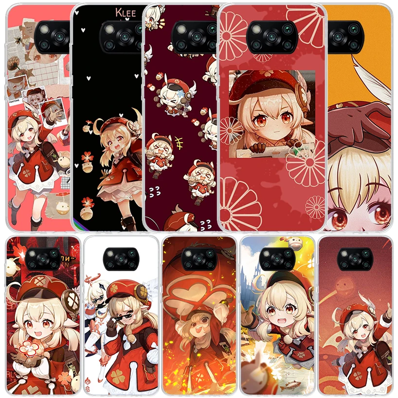 Genshin Impact Klee Phone Case For Xiaomi Poco X6 X5 X4 X3 Nfc F6 F5 Pro F4 Gt F3 F2 F1 M5S M4 M3 M2 Soft TPU Back Cover